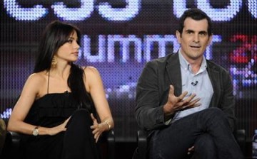 Cast members Sofia Vergara and Ty Burrell from the show ''Modern Family'' answer questions during the Disney and ABC Television Summer Television Critics Association press tour in Pasadena, California August 8, 2009.