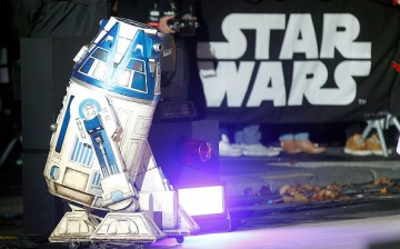 A Sphero BB-8 Star Wars droid from the Star Wars movie 'Star Wars Episode VII : The Force Awakens' performs during the launch of the Christmas illuminations at the Galeries Lafayette department store on November 4, 2015 in Paris, France.