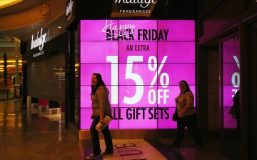 Shoppers arrive at The Trafford Centre, and wait for the shops to open in the hope of a 'Black Friday' bargain on November 27, 2015 in Manchester, United Kingdom.