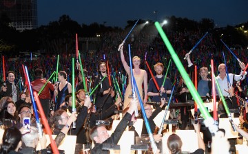  Producer Kathleen Kennedy, director J.J. Abrams, actors John Boyega, Daisy Ridley, Oscar Isaac, Gwendoline Christie, Domhnall Gleeson, Carrie Fisher, Mark Hamill, Harrison Ford and more than 6000 fans enjoyed a surprise 'Star Wars' Fan Concert