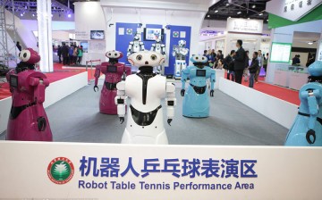 Robots are on display during the World Robot Conference in Beijing, Nov. 23, 2015.