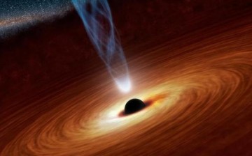 An artist's illustration shows a supermassive black hole.