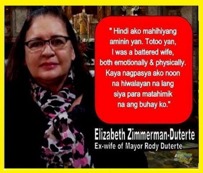 A post allegedly made by Rodrigo Duterte's first wife, Elizabeth Zimmerman-Duterte, states that she separated from Duterte because she was an emotionally and physically battered wife.