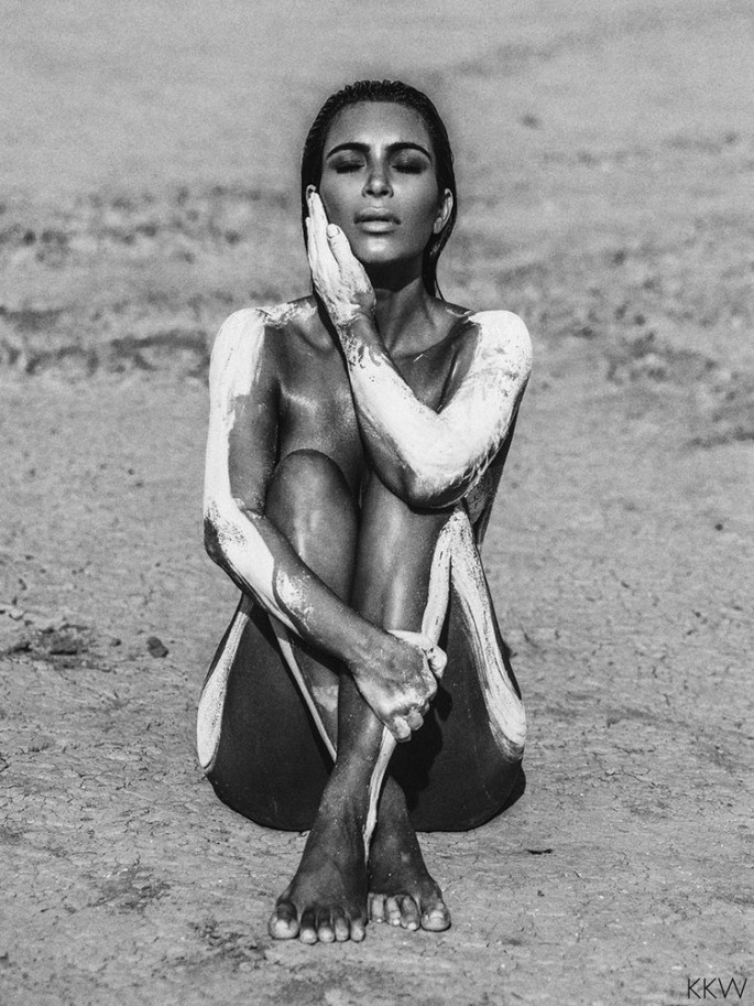 Kim Kardashian's desert nude pictorial taken before she became pregnant with second child. 