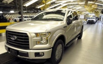 A finished Ford F150 pickup leaves the final inspection station at Ford's Kansas City Assembly Plant.