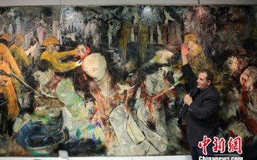 Christian Poirot pays homage to the Nanjing Massacre with his painting, 
