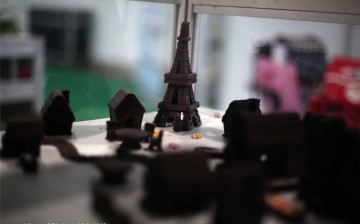3D printed chocolate products at the Inside 3D Printing Conference and Expo in Shanghai, Dec. 8, 2015.