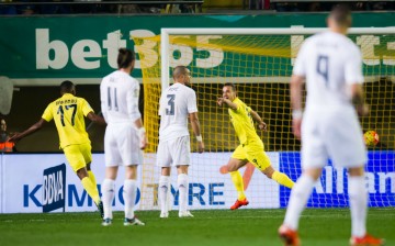 Villarreal striker Roberto Soldado (middle) scores the winner against Real Madrid.