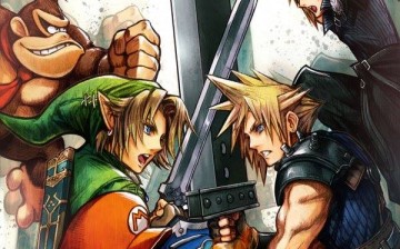 Link faces off against Cloud in this Smash Bros. illustration by Square Enix's Tetsuya Nomura.