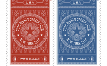 USPS created two new Forever stamps for the 2016 World Stamp Show in New York City. The Star Wars design is included in the exhibit. 
