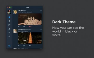 Users of Twitter on Mac can choose for either the default Twitter color scheme or a new “dark mode.”