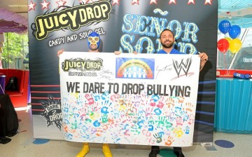 Senor Sour WWE Superstar Santino Marella dare kids to test their limits benefiting Champions Against Bullying at Dylan's Candy Bar on July 2, 2014 in New York City. 