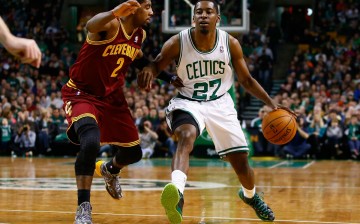 Jordan Crawford (#27) drives past Cleveland Cavaliers superstar Kyrie Irving during his stint with the Boston Celtics back in 2013.