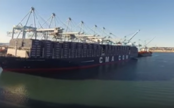 The largest container ship, a 200,000-ton vessel named Benjamin Franklin, sailed from Guangzhou port to the U.S. on Monday, Feb. 1.