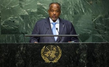 Djibouti President Omar Guelleh speaks before the 70th session of the United Nations General Assembly at the U.N. Headquarters in New York in Sept. 2015. 