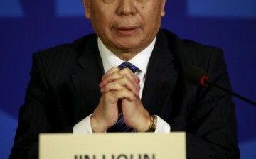 Asian Infrastructure Investment Bank (AIIB) President Jin Liqun speaks at a news conference during the bank's launching in Beijing on Jan. 17, 2016.