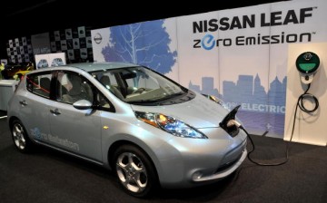 A prototype of the Nissan Leaf electric car is on display at the North American International Auto Show in Detroit, Michigan, on Jan. 12, 2010. 
