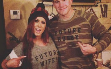 'Teen Mom 2' Chelsea Houska and Cole DeBoer pose in 'Future Wifey' and 'Future Hubby' T-shirts.