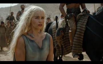Daenerys Targaryen (Emilia Clarke) is seemingly still a slave, as seen in 