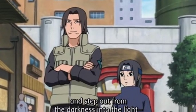 Itachi and his father walking 