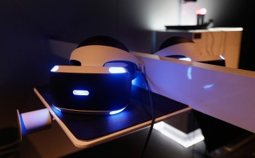 The PlayStation VR headset displayed for testing.
