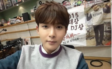 Ryeowook takes a selfie inside the booth for  his 'Kiss the Radio' broadcast  