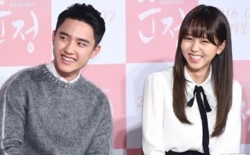 Exo’s D.O and actress Kim So Hyun attend a recent press conference for “Pure Love” at the Lotte Cinema in Seoul, Korea.