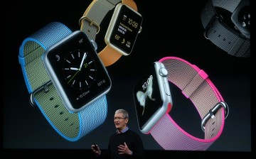 Apple CEO Tim Cook speaks about the Apple Watch during an Apple special event at the Apple headquarters on March 21, 2016 in Cupertino, California.