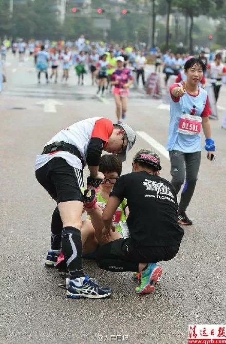 The number of injured were about half of the 20,000 marathoners.