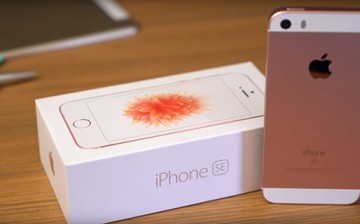 The new iPhone SE displayed after unboxing it for review.