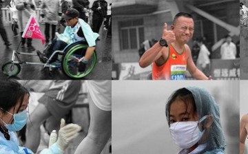Scenes from the 2015 Qingyuan Marathon include a lot of people getting treatment for various forms of injuries.