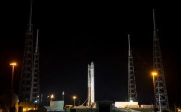 SpaceX' Falcon 9 rocket carrying the Dragon spacecraft was seen at Cape Canaveral Air Force Station in Florida.  