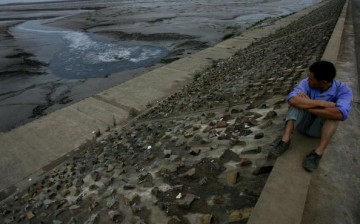 A man looks at the dry and polluted riverbed of the Qiantang River at the Xiaoshan Section on July 10, 2007 in Hangzhou of Zhejiang Province, east China. Mass water pollution incidents are on the rise as China's environment deteriorates. 