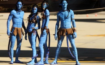 Models dressed up as characters from the film 'Avatar' pose during the launch of 'Avatar' Blu-ray and DVD at Sydney Domestic Airport on April 29, 2010 in Sydney, Australia. 