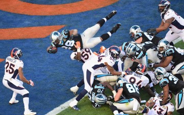 Jonathan Stewart of the Carolina Panthers scores a touchdown against the Denver Broncos.