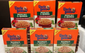 Uncle Ben's food display at The Editor Showcase Presents: Eat This! Hot New Products at Marriott Marquis Times Square on April 6, 2015 in New York City.