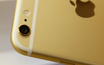 The camera and flash of an Apple iPhone 6 Plus gold, is shown here at a Verizon store.  