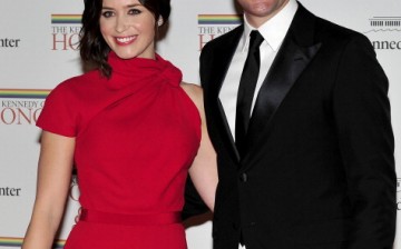 Emily Blunt and husband John Krasinski arrive for the formal Artist's Dinner in 2011.    