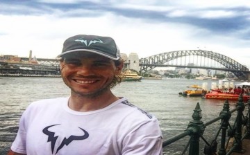Rafael Nadal enjoys a break by the Harbour Bridge in Sydney, Australia.