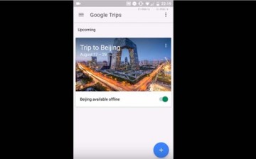 The basic interface of Google Trips
