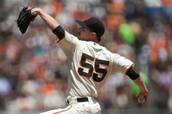 Tim Lincecum of the San Francisco Giants pitches against the visiting Colorado Rockies.