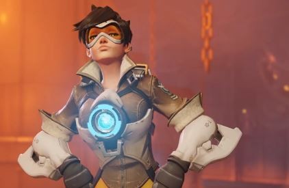 Tracer, a character from Overwatch open beta, can be seen in the image