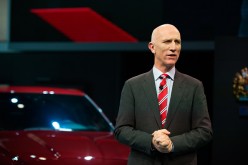 Jaguar Land Rover's Managing Director Special Operations John Edwards introduces the Jaguar F-Type SVR and Jaguar F-Pace at the New York International Auto Show at the Javits Center on March 23, 2016 in New York City. 