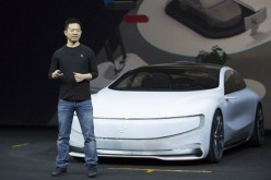 The LeSEE electric car as unveiled by LeEco CEO Jin Yueting during the Beijing Auto Show. 