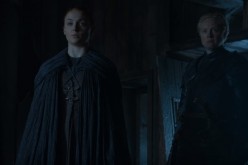 Sansa Stark with Brienne of Tarth confronts Peter Baelish in his alliance with the Boltons.