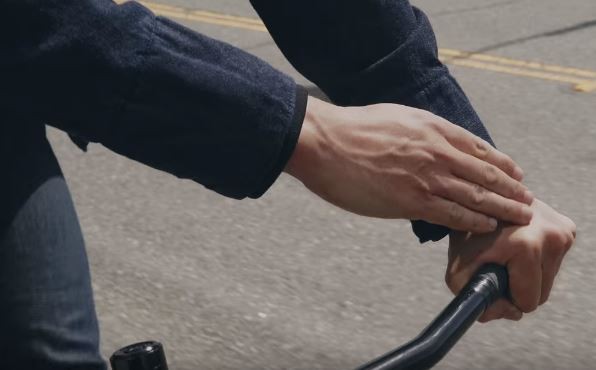 The tap feature is demonstrated on the Levi’s Commuter x Jacquard by Google Trucker Jacket