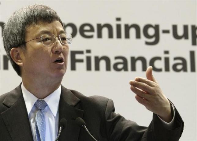 International Monetary Fund (IMF) Deputy Managing Director Zhu Min speaks before an international financial forum.