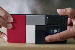 Google ATAP's Project ARA modular smartphone is placed on a table