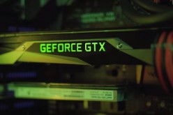 The NVIDIA GTX 1080, not the GTX 1080 Ti, is running inside a gaming rig.