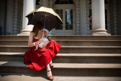  Kiki Valentine breastfeeds her 9-week-old son, Hart Valentine, on the steps of City Hall during a rally to support breastfeeding in public on Aug. 8, 2014 in New York City.